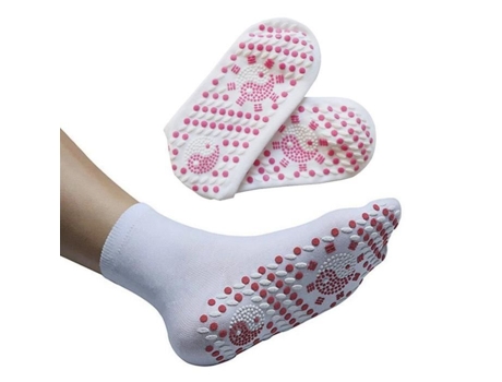 Umiwe 1 Par De Meias De Terapia Magnética Para Saúde Meias Autoaquecidas Brancas