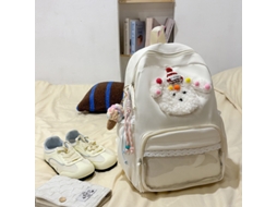 Mochila De Cachorro Com Renda E Grande Capacidade, Impermeável, Adequada Para Uso Diário Por Estudantes Tamanho L Branco