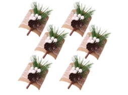 Laxiscreed Conjunto De 6 Anéis De Guardanapo De Natal Vermelhos Com Fruta E Pinheiro