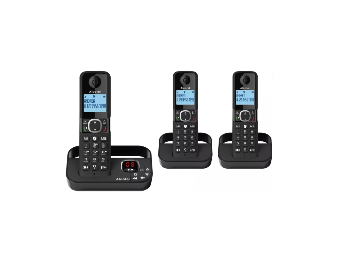 Telefone Sem Fio Trio Com Secretária Eletrônica, Preto - F860voicetrionoir - Alcatel