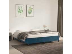 Vidaxl Estrutura De Cama Sem Colchão 160x200 Cm Veludo Azul-escuro