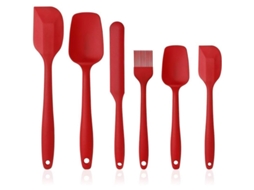 2026 conjunto de 6 Utensílios de Cozinha de Silicone Linjou, Colheres e Espátulas Vermelhas Resistentes Ao Calor para Cozinha e Confeitaria