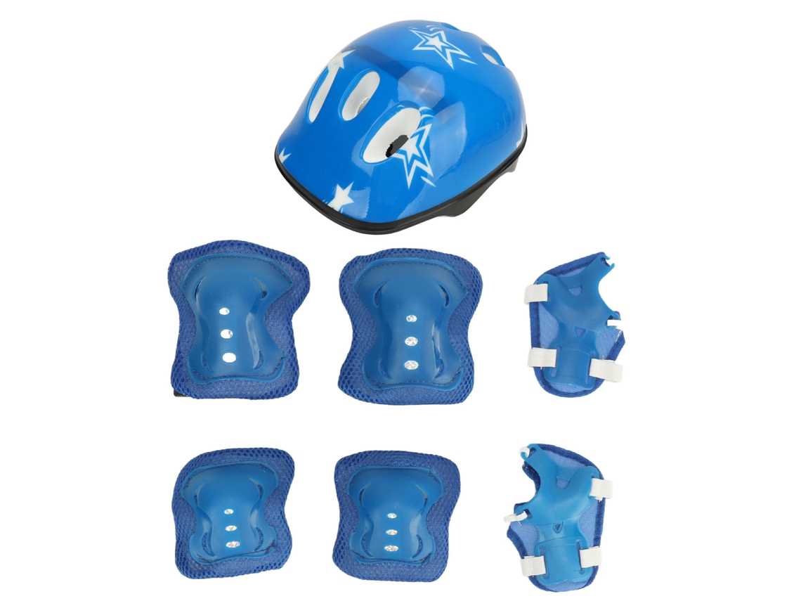 Rebe-conjunto De Equipo De Protección Deportiva Para Niños: Casco De Bicicleta, Rodilleras, Codos Y Muñequeras Ajustables Para Edad 5-14, Azul