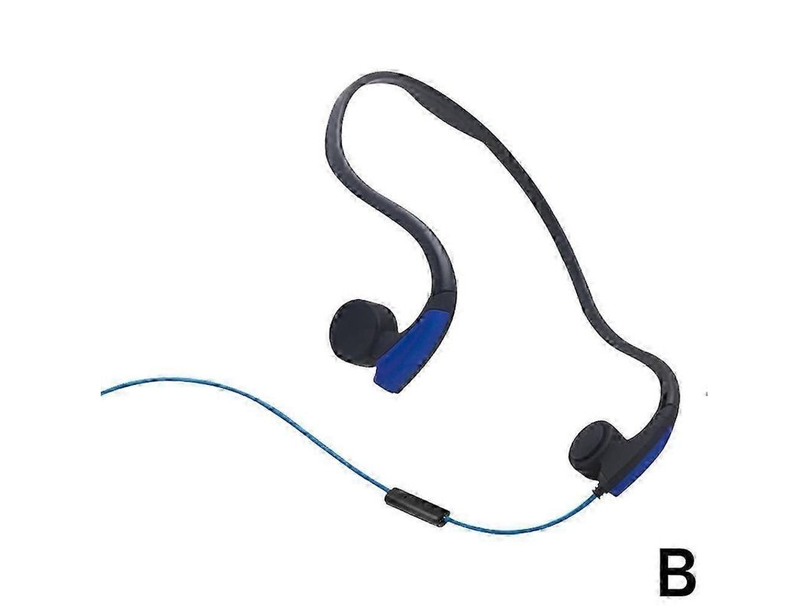 Fones de condução óssea com jack 3.5mm, leve, à prova de suor, para corrida, treino, caminhada, azul