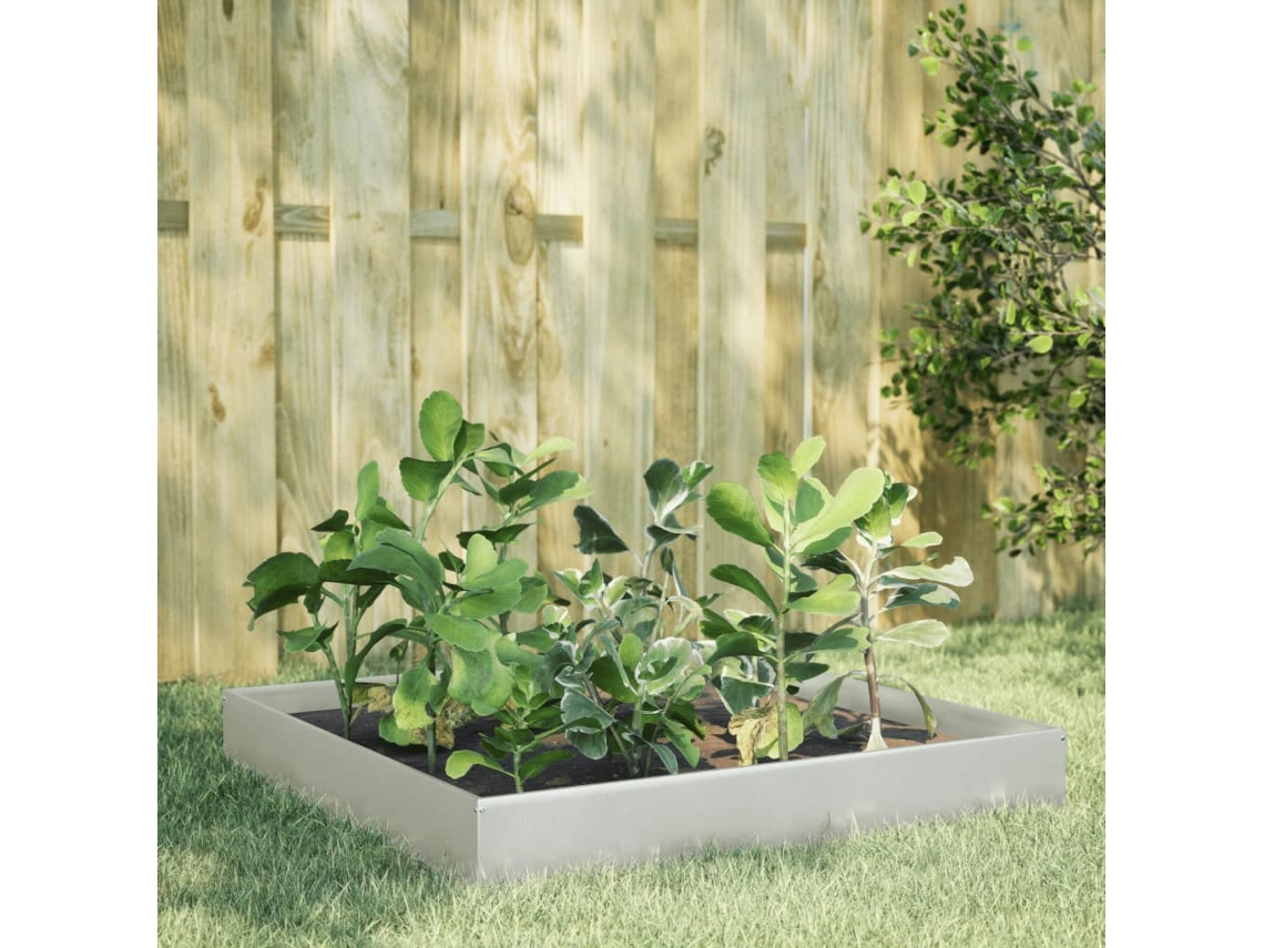 Vidaxl Canteiro Elevado De Jardim 100x100x26 Cm Aço Inoxidável