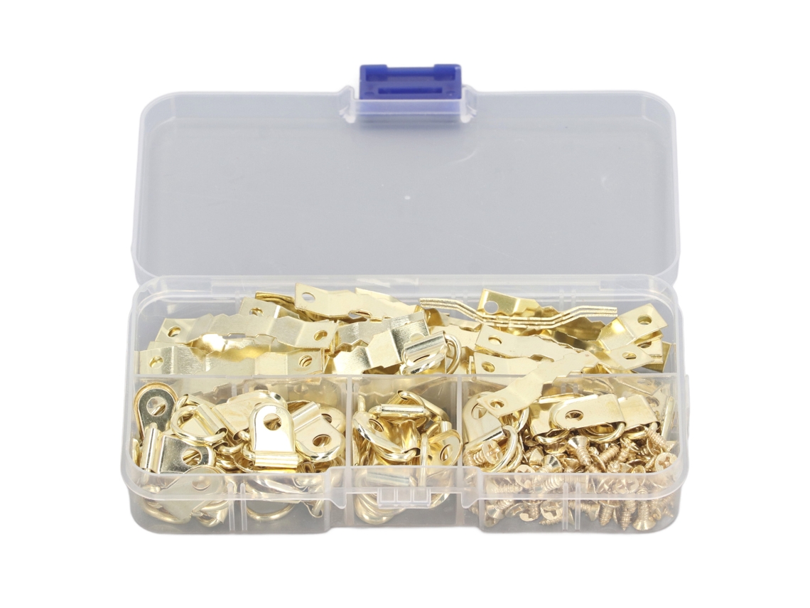 Kit De 251 Acessórios Para Pendurar Molduras Com Arcos D E Ganchos Serrilhados, Inclui Parafusos E Chave De Fenda