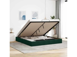Vidaxl Estrutura De Cama Otomana Sem Colchão 160x200 Cm Verde Escuro