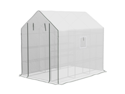 Estufa Externa Branco Com 12 Prateleiras, Porta De Enrolar Cobertura Em Pe E Estrutura Aço 140x213x190 Cm