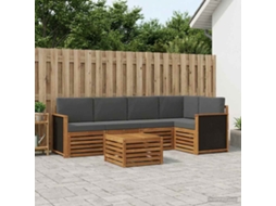 Vidaxl Conjunto De Sofás Para Exterior 5 Unid. Natural E Antracite