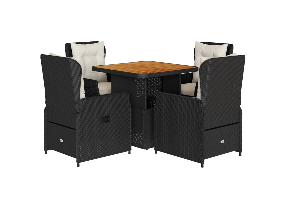 Garden Dining Set, Garden Dining Sets Vidaxl Preto Rattan / Vime (mesa Com 80 Cm De Comprimento)