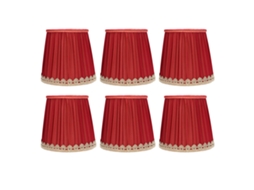 Abajur de Tecido Vinho com Borda Dourada para E14 Mesa e Chandelier Moderno