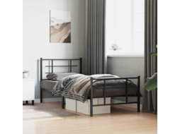 Vidaxl Estrutura de Cama com Cabeceira e Pés 90x200 Cm Metal Preto