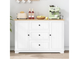 Elegante Buffet Moderno Com Três Gavetas E Portas Estilo Frigorífico Para Sala De Jantar, Sala E Entrada Cor Branca