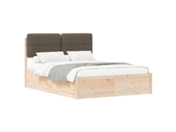 Estrutura de Cama com Cabeceira Estofada Cinzento Acastanhado MAISON EXCLUSIVE