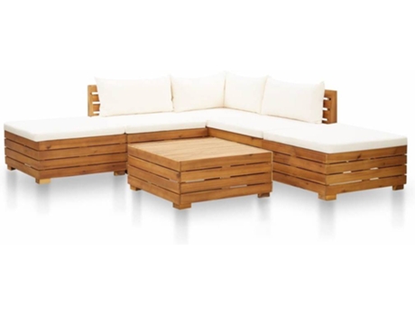 Conjunto de Jardim  Lounge (Branco - Madeira de Acácia - 68x68x60 cm - 6 Peças)