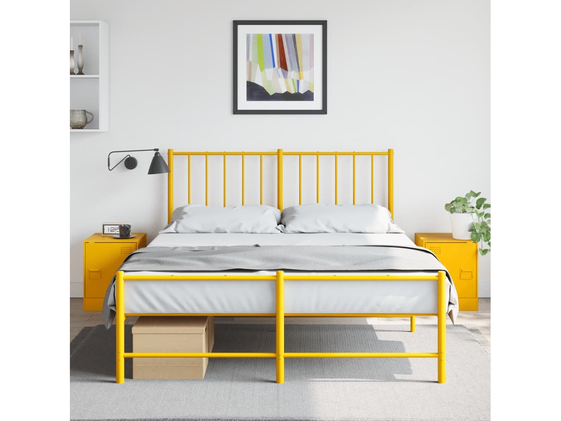 Vidaxl Mesas De Cabeceira 2 Pcs 34,5x39x44 Cm Aço Amarelo Mostarda