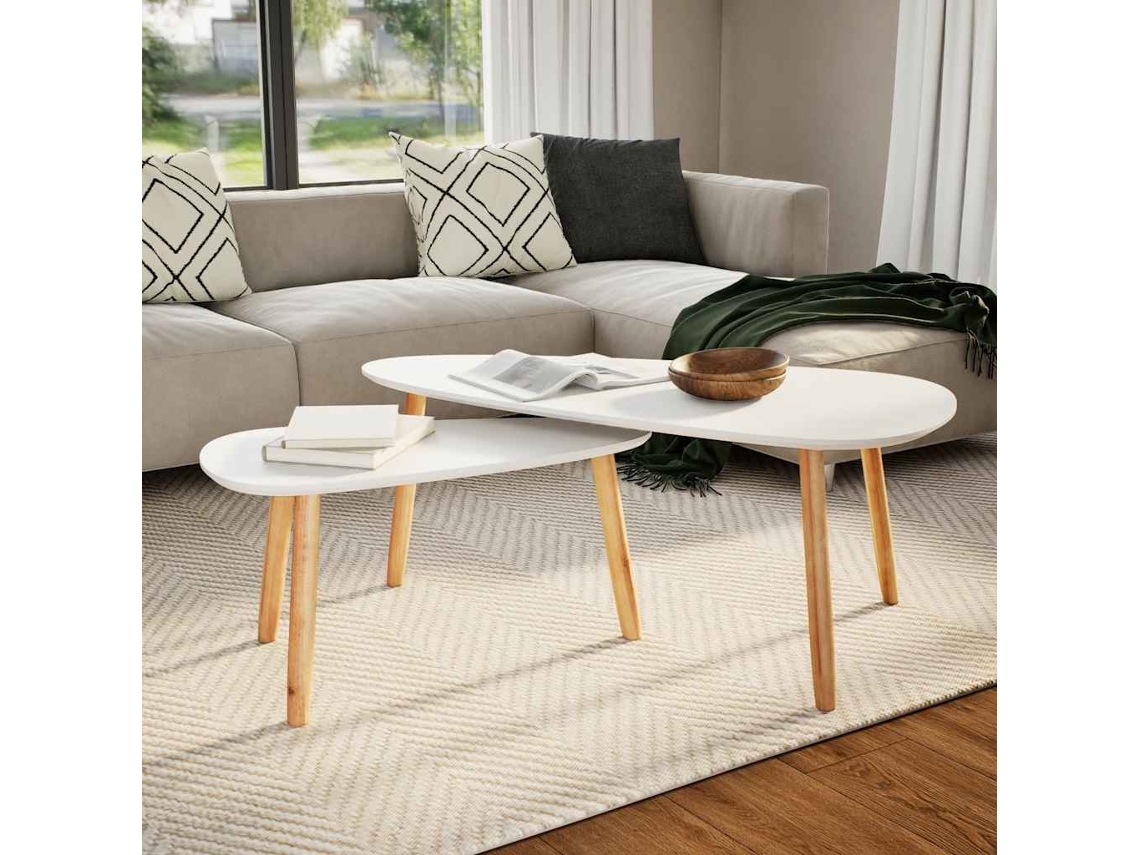 Vidaxl Conjunto Mesas De Centro 2 Pcs Pinho Maciço Branco