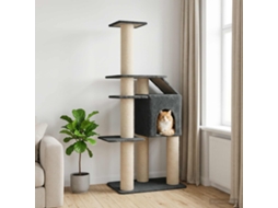 Vidaxl Árvore Com Postes De Sisal Cinzento-escuro 183 Cm