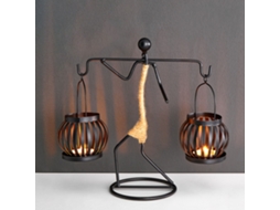 Porta vela de Ferro Forjado com Corda de Cana Forma Única Decorativa para Bar e Mesa de Jantar
