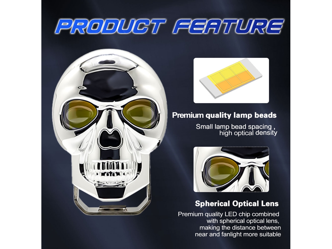 2pcs Skull Led Pod Lights For Motorcycle Jeep Offroad Truck Atv Utv Boat