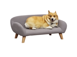 Sofá para Cães, Cama Elevada, Almofada Lavável, Pés de Madeira, 98x67x25cm, Cinza