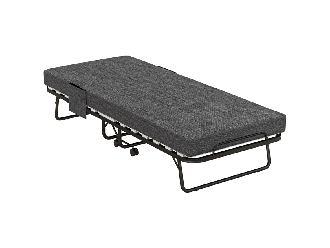 Cama Dobrável, Colchão, 4 Rolos, Estrutura Metálica, Até 150 Kg, 190 X 80 X 42 Cm, Cinza Escuro pt