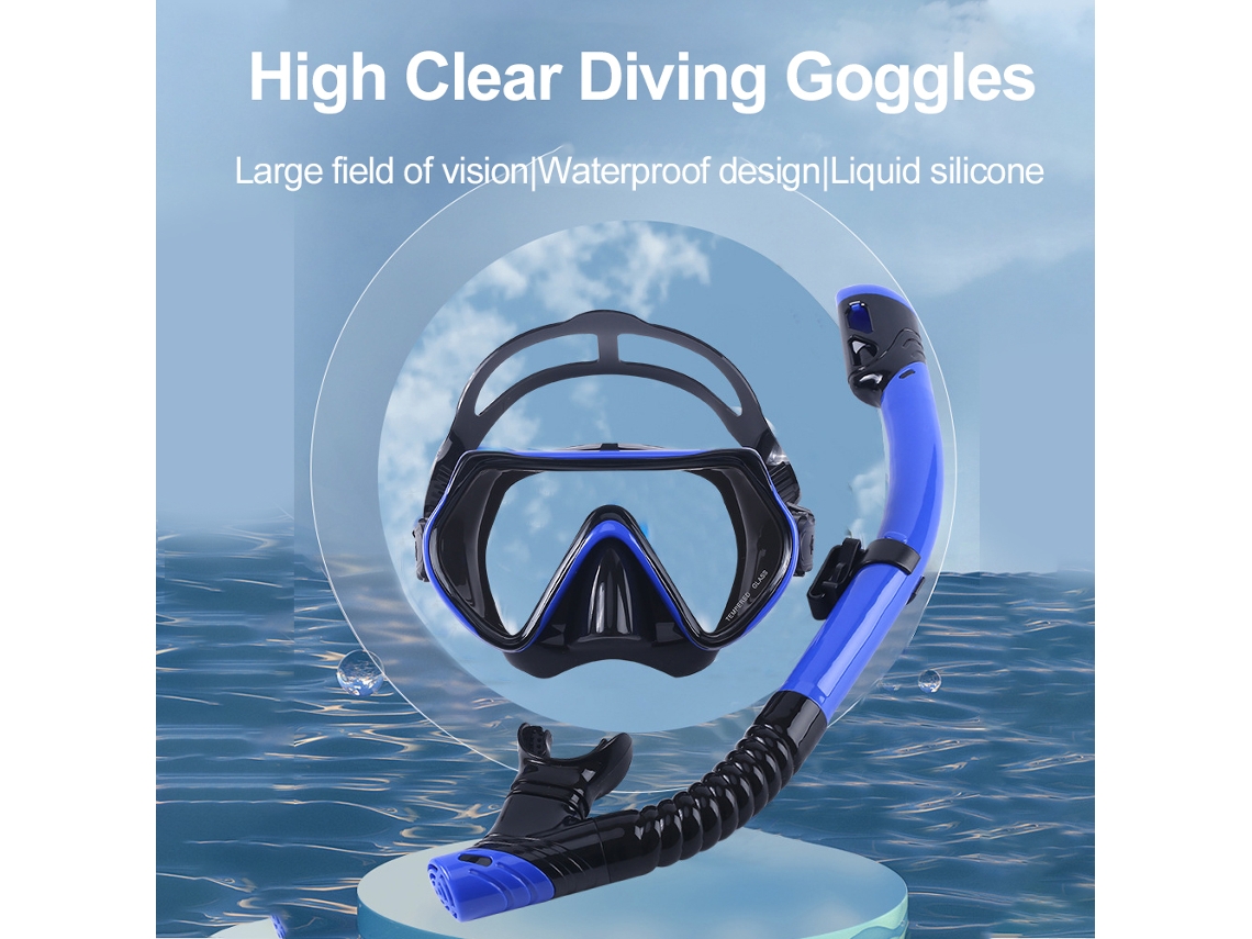 Máscara de Mergulho Snorkel Panorâmica com Vidro Temperado S/MARCA