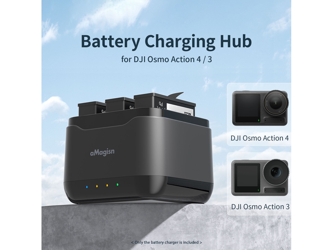 2026 carregador de Bateria para Dji Osmo Action 3 e 4, Caixa de Carregamento e Hub de Carregamento Compatível