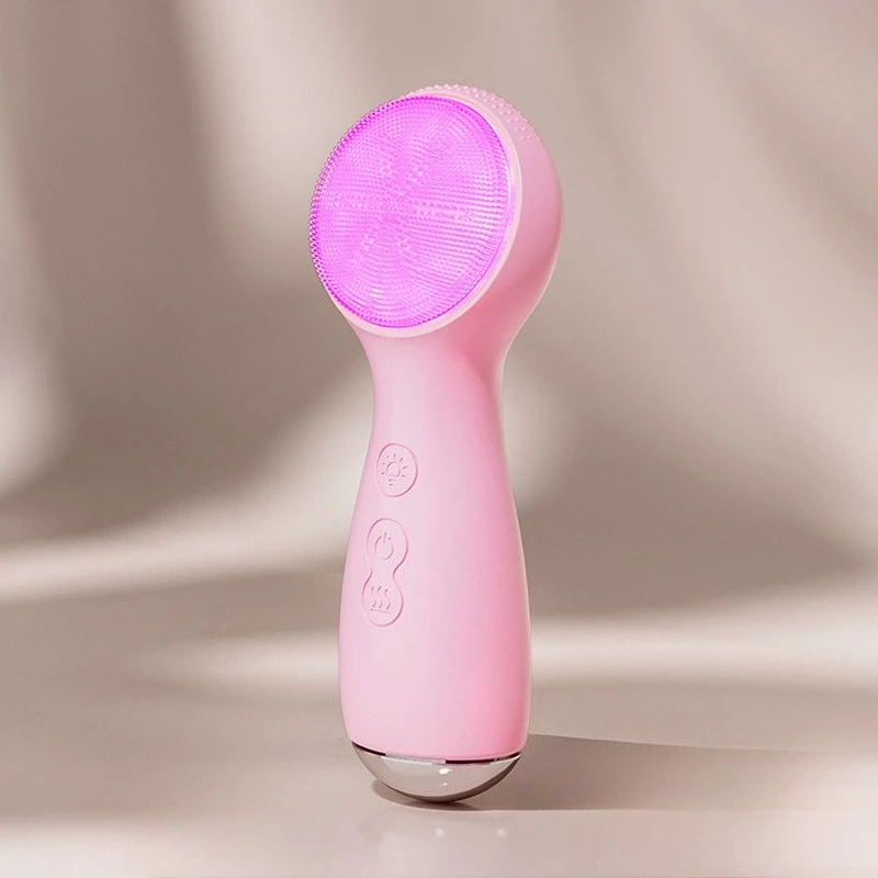 (rosa) Vibrador Elétrico de Silicone para Limpeza Facial - Aparelho De Limpeza Da Pele