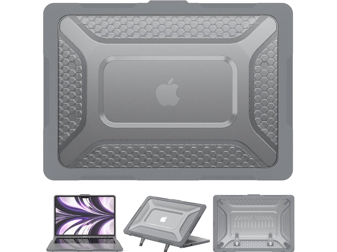 Capa Life Armor para Macbook Air 13 2020 A1932 Cinzento Antiimpacto!