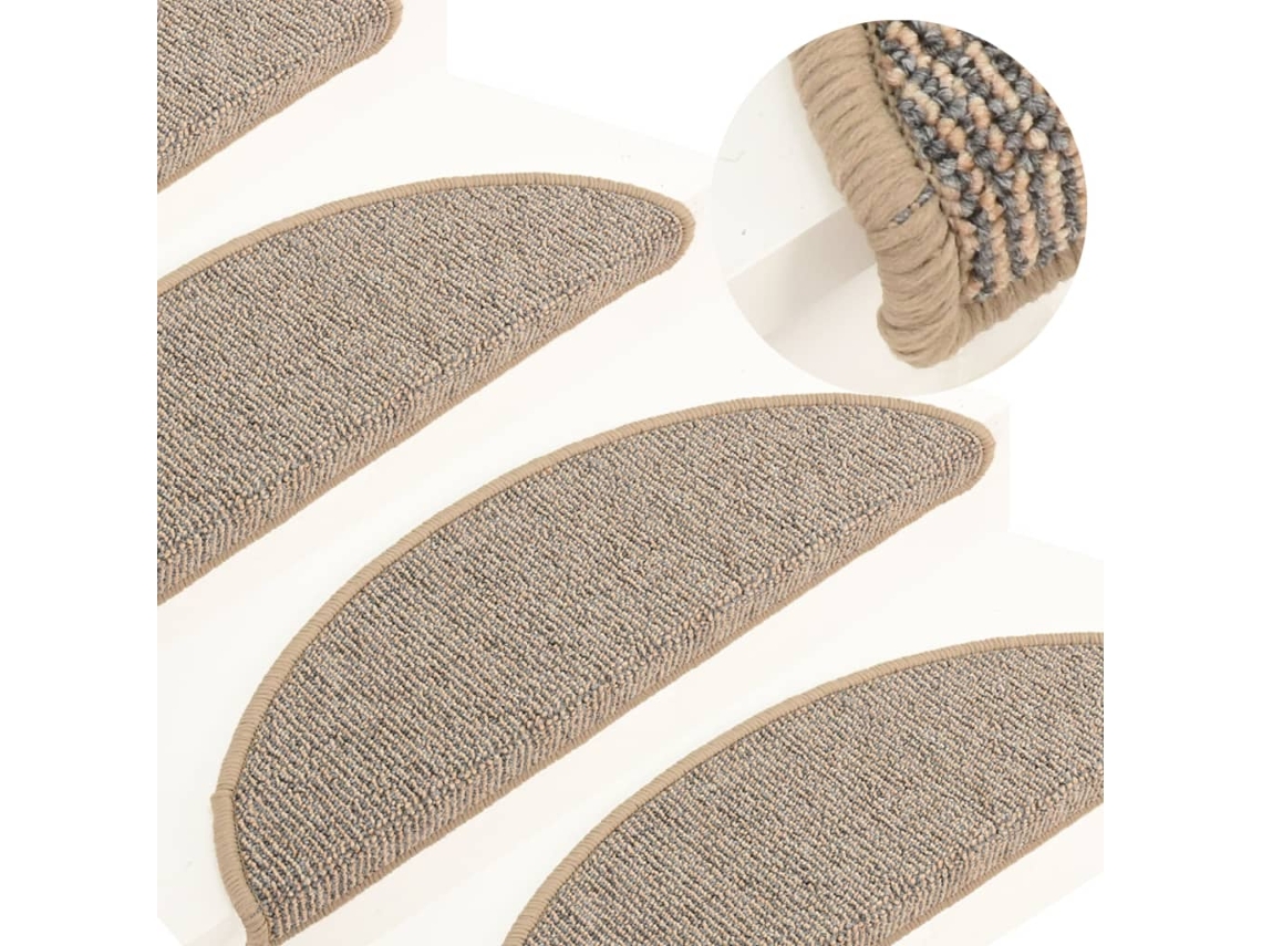 Vidaxl Tapetes De Escada 15 Peças 56x17x3 Cm Marrom Semicircular