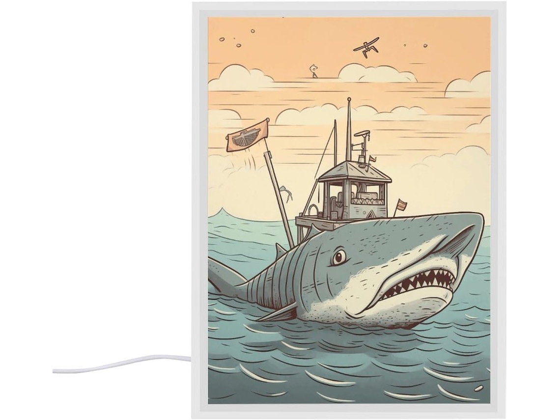 Abajur De Mesa Summer Shark Quarto, Pequeno Abajur Noturno Quarto, Sala De Estar, Escritório, Mesa De