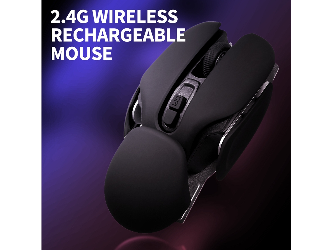 Rato Sem Fio Ergonômico Para Escritório 2.4g Com 3 Velocidades Ajustáveis, Óptico, Plug And Play, Preto