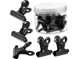 Conjunto De 50 Clips Metal Preto Para Quadros Cortiça E Avisos