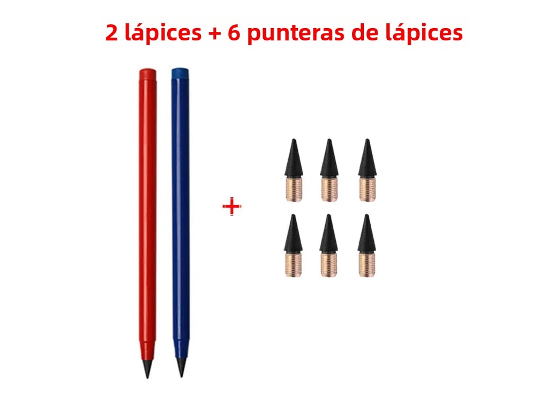 Conjunto de Lápis de Escrita Infinita, Inclui 2 Lápis e 6 Minas de Substituição, Apagáveis. MDUG (modelo E)