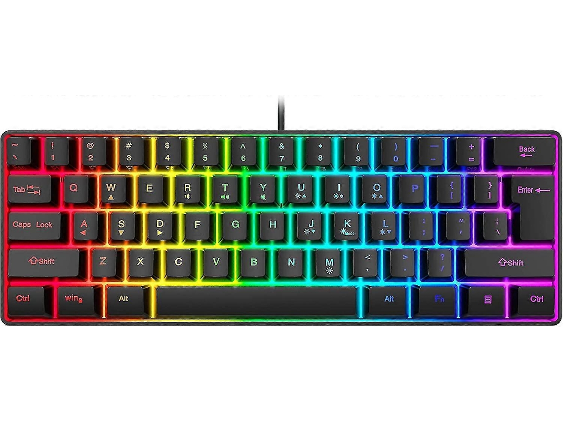 Teclado Gamer Com Fio Ultracompacto E Retroiluminado, Mini Teclado À Prova Dágua Com 61 Teclas Ly Ebike