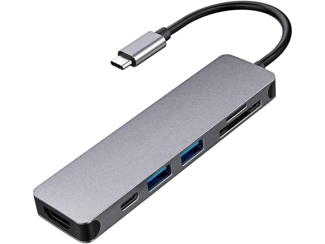 Hub Usb-c 6 Em 1 Com Estação De Acoplamento, 2 Portas Usb 3.0, Leitor