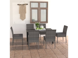 Pcs Conjunto De Jantar Para Jardim Vime Pe Cinzento Dkd Home Decor