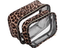 Conjunto de 2 bolsas impermeáveis de grande capacidade, estampa de leopardo dourada.