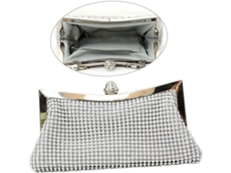 Clutch Feminina Com Corrente Prateada Decorada Com Cristais, Um Elegante Acessório Para Casamentos.