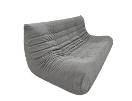 Sofá Togo de Dois Lugares Cinza Claro Sem Montagem, Conforto com Espuma de Duas Camadas, Suporte Ergonómico, Estofos de Tecido de Toque Suave SOFTEVA