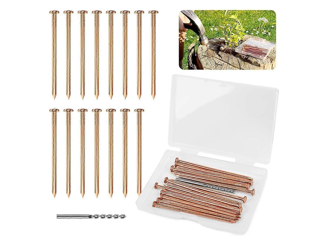 25 Pregos De Cobre Para Eliminar Toco De Árvore, 3,15 Polegadas Com Broca, Removedor De Toco Para Árvores