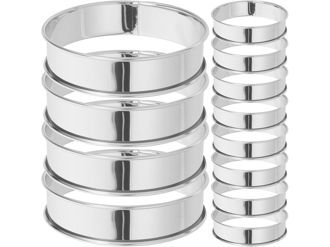 Conjunto De 12 Aros Aço Inoxidável Para Muffins 10cm 4 Polegadas, Com Borda Dupla