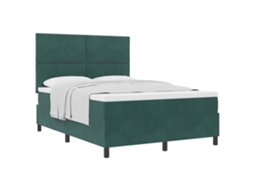 Cama Box com Colchão Verde Escuro 140 X 190 Cm Veludo MAISON EXCLUSIVE