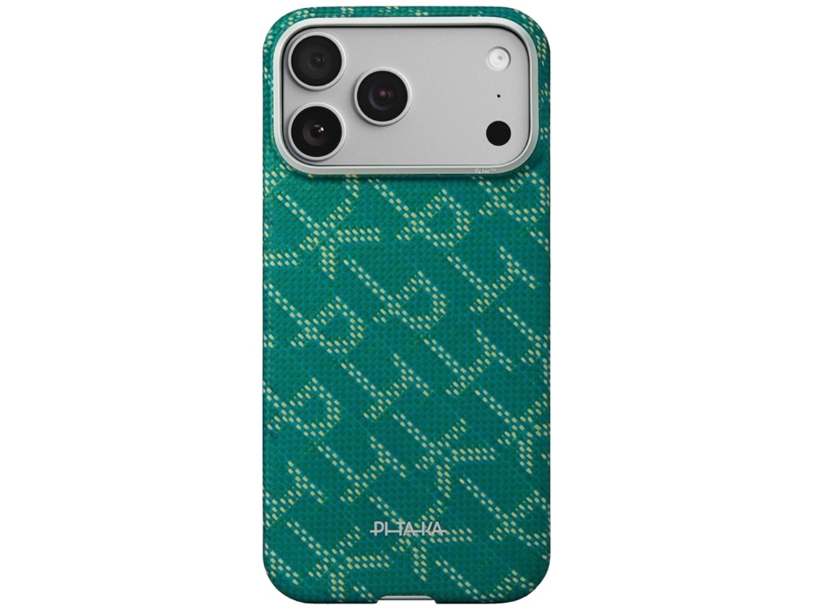 Capa Pitaka Para Iphone 17 Pro Max Magsafe Ultrafina Com Monograma - Dourada E Verde