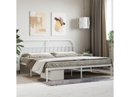 Vidaxl Estrutura De Cama Com Cabeceira 200x200 Cm Metal Branco