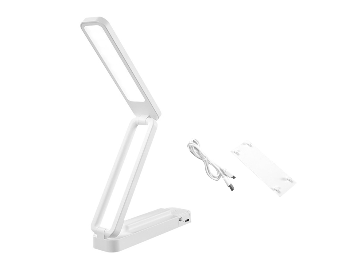 Lâmpada de Mesa Plegável Recarregável 3 Temperaturas de Cor Controle Remoto Touch Dimming 2000mah Branco
