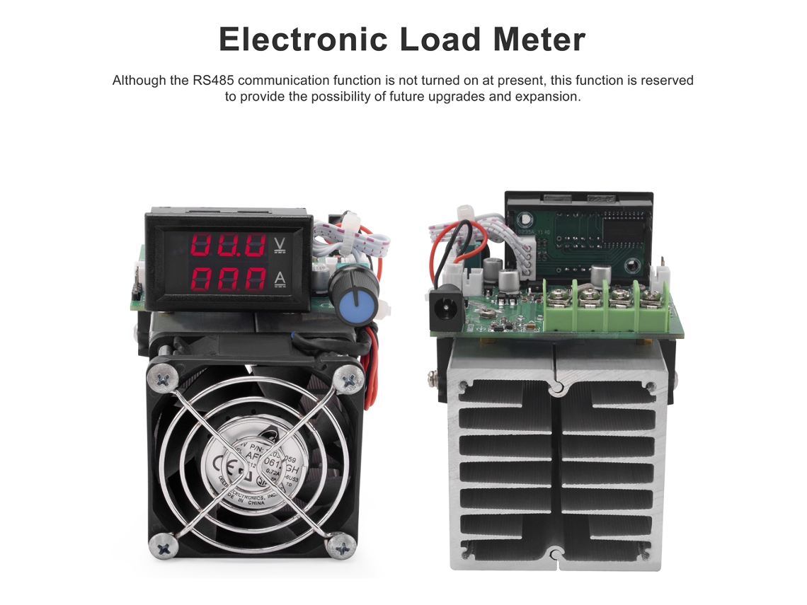 Medidor de Carga Eletrônica 100W/250W, 1-100V, Display LED, Bloqueio de Potência, Correção Automática | S/MARCA