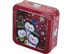 Lata Metálica Vacía Cuadrada Navideña Con Papá Noel Y Muñeco De Nieve Para Almacenar Dulces Y Regalos De Navidad