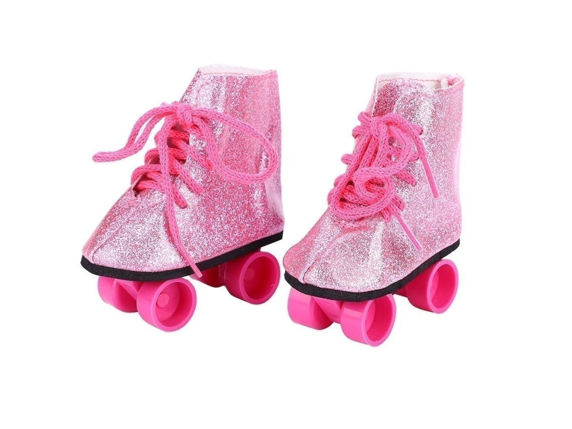 Primerox patins de Rolamento Rosa para Boneca de 18 Polegadas Acessório Fashion